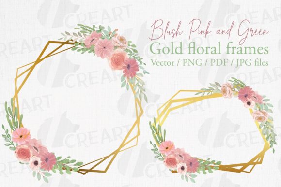 Blush Pink Floral Golden Wire Frames