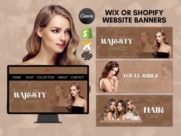 Brown Color Premade Website Banner Canva: Elevating Hair Branding with Professional Design