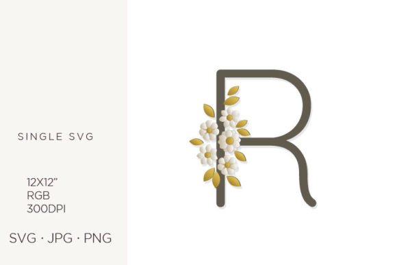 Elevating Design with Floral Monogram, Flowers, and Letter R Vector Art