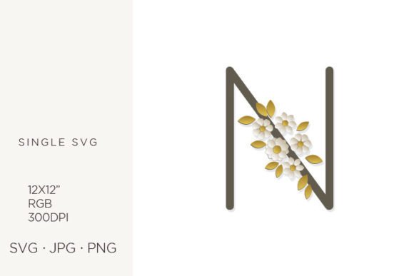 Elevating Your Brand with a Floral Monogram Featuring Flowers and the Letter N