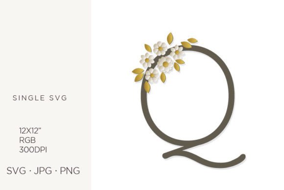 Floral Monogram Letter Q: Elegant Vector Art