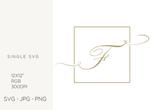 Gold Script Letter F Inside Square Frame: Elevating Design with Elegant Digital Assets