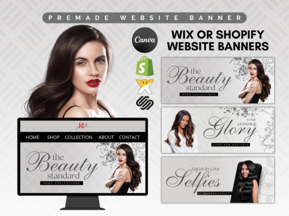 Grey Silver Premade Website Banner Canva