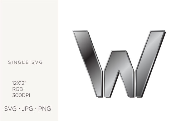 Industrial Silver Initial W: Versatile Vector Design