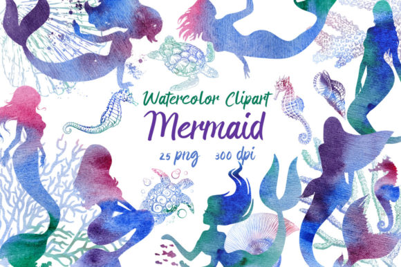 Integrating Clipart Watercolor Mermaid, Sea Hourse Assets into Professional Design Workflows