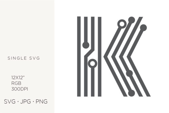 Tech Monogram: Digital Initial Letter K