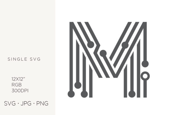 Tech Monogram: Digital Initial Letter M