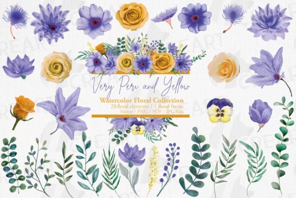 Very Peri & Yellow Floral Art Guide