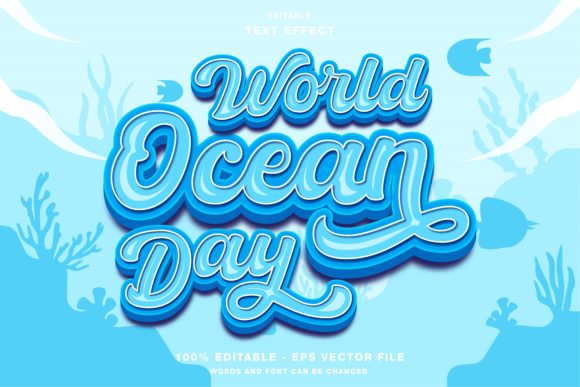 World Ocean Day Editable Text Effect